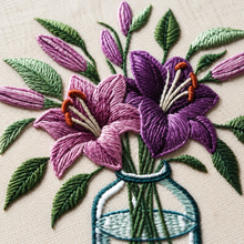 Purple Lily Embroidery Kit