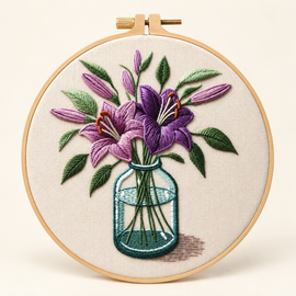 Purple Lily Embroidery Kit